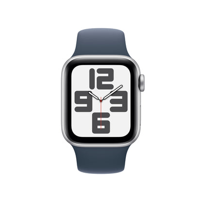 Apple Watch SE (2ème gén) • Alu 40mm Argent • Bracelet Sport Bleu Orage M/L