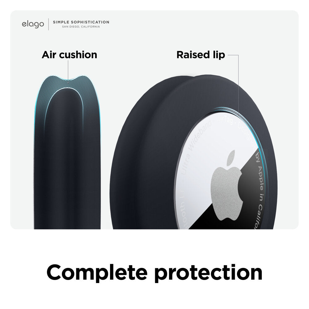 ELAGO Airtag Coque Silicone Pad Collant (2pcs) • Noir