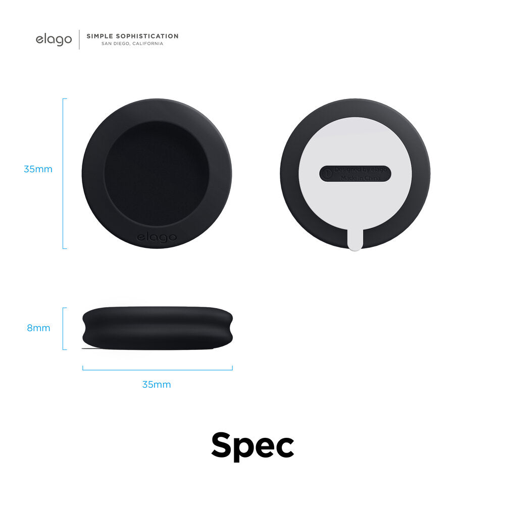 ELAGO Airtag Coque Silicone Pad Collant (2pcs) • Noir
