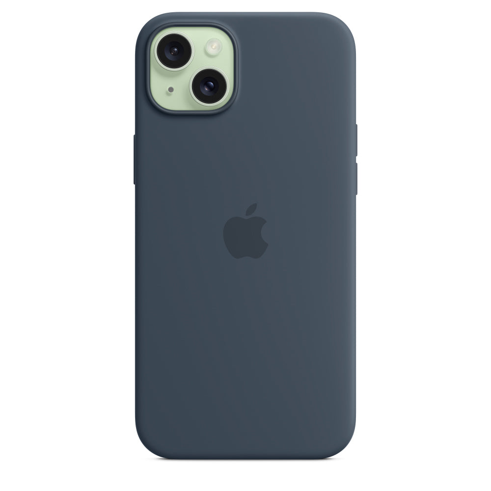 Apple • Coque en silicone avec MagSafe pour iPhone 15 Plus • Bleu Orage
