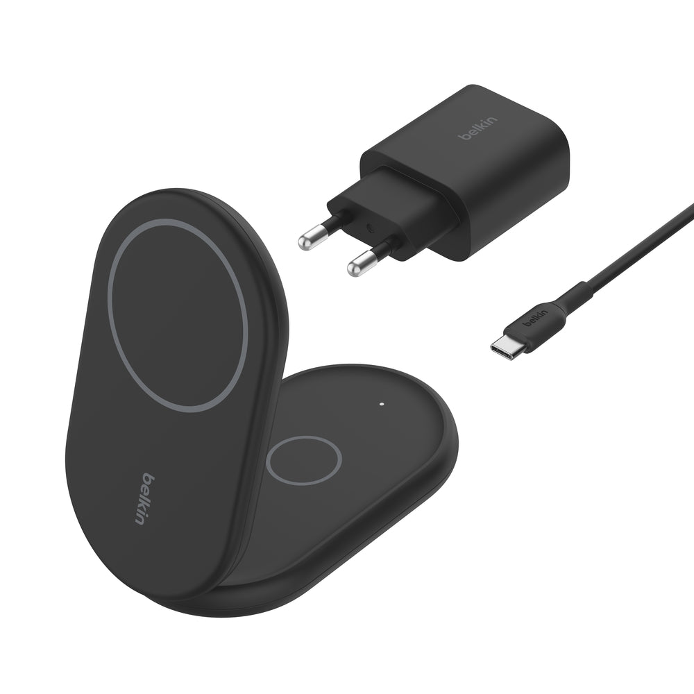 Belkin BoostCharge Pro Stand de charge 2 en 1 • Qi2 • Noir