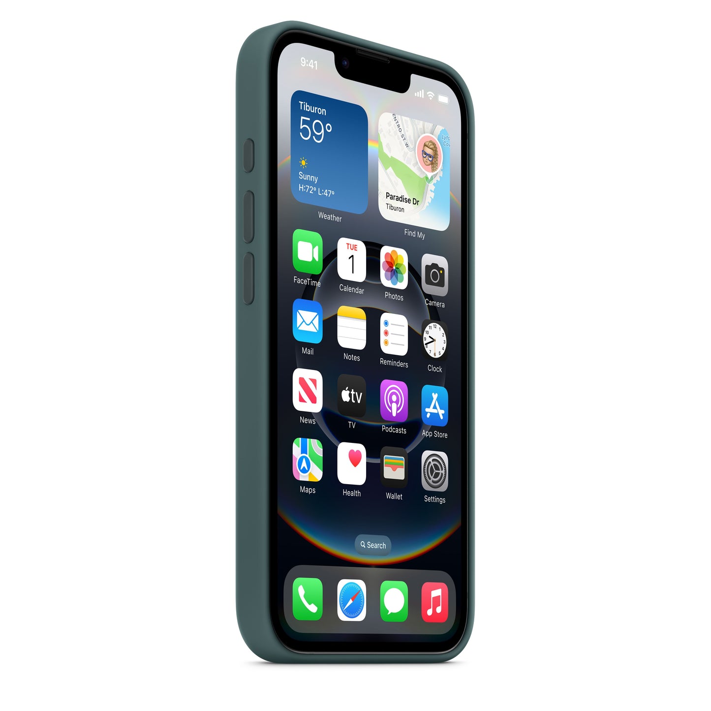 Coque en silicone pour iPhone 16e – Vert lacustre