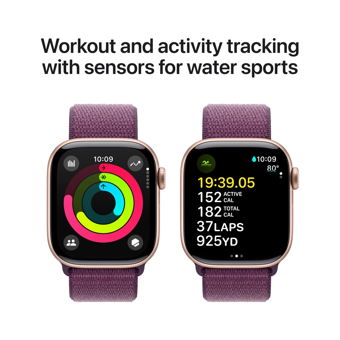 Apple Watch 10 42mm Rose Gold • Plum Sport Loop