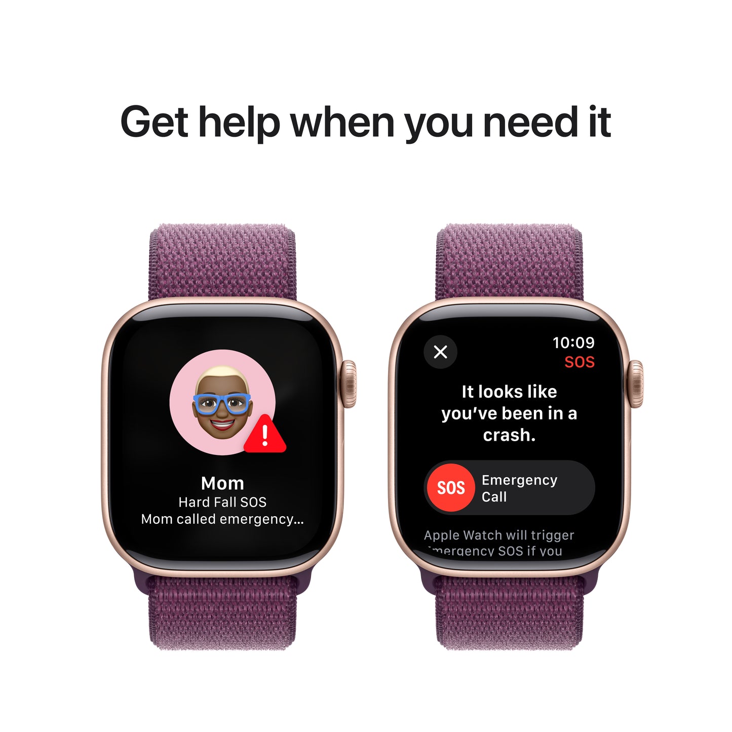 Apple Watch 10 42mm Rose Gold • Plum Sport Loop