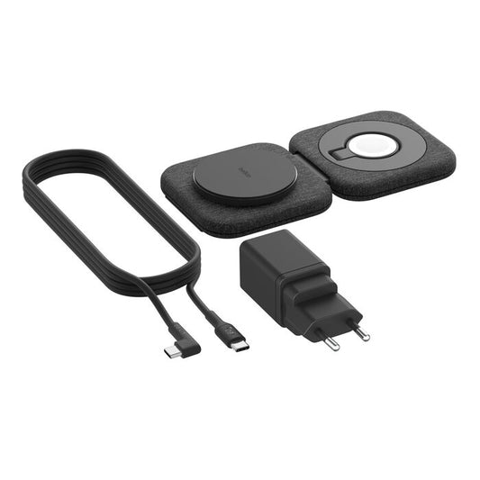 Belkin BoostCharge Pro Folding Travel Charging Pad 2in1 Qi2 • Black