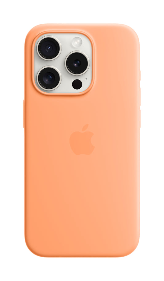 Apple • Coque en silicone avec MagSafe pour iPhone 15 Pro • Sorbet à l'orange