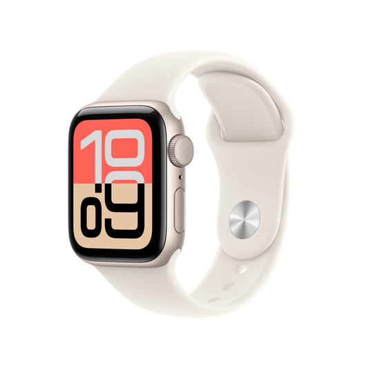 Apple • Apple Watch SE 3 • 40 mm • Lumière stellaire • Bracelet Sport lumière stellaire (S/M)