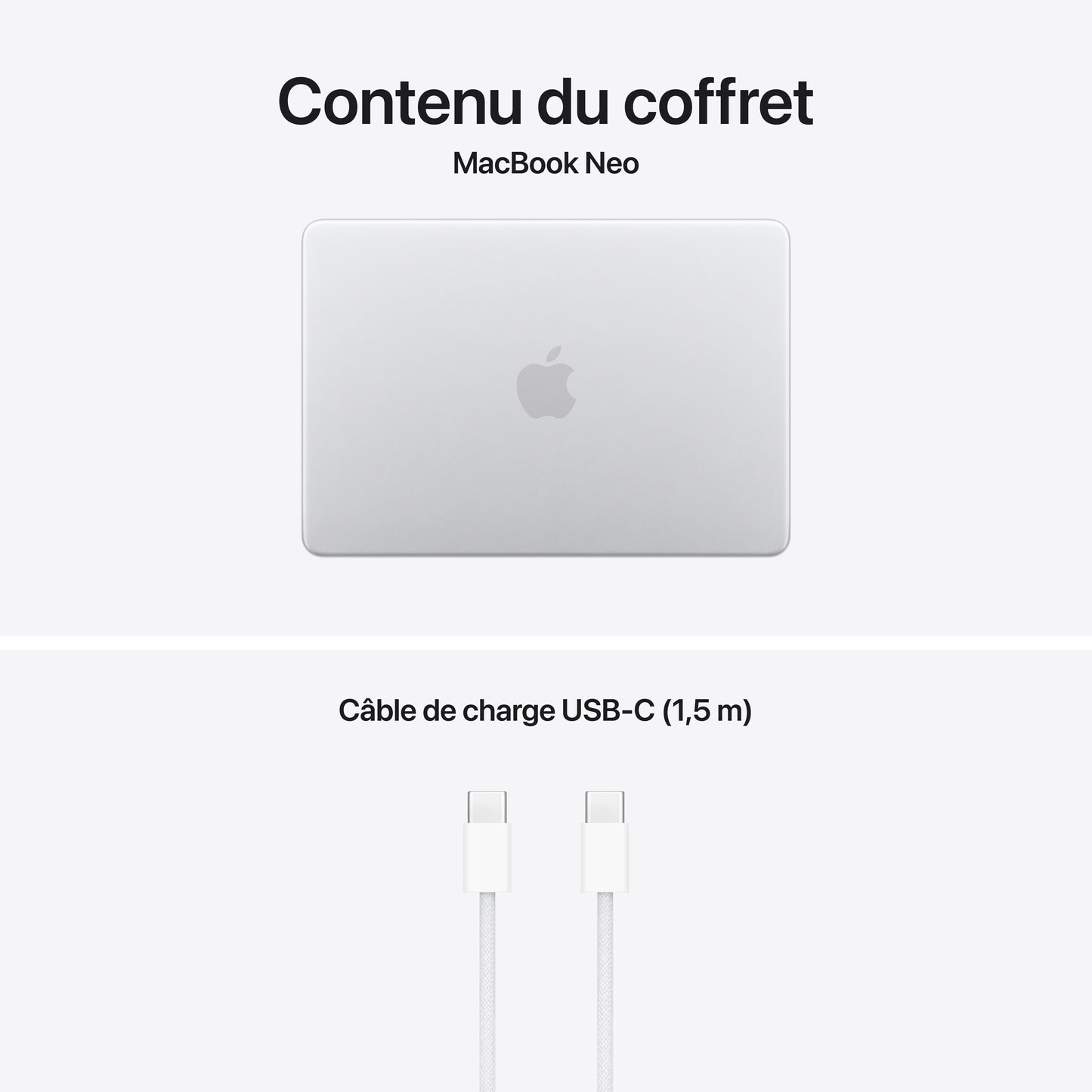 MacBook Neo 13 pouces: Puce Apple A18 Pro avec CPU 6 cœurs et GPU 5 cœurs, Magic Keyboard, 256 Go SSD - Argent