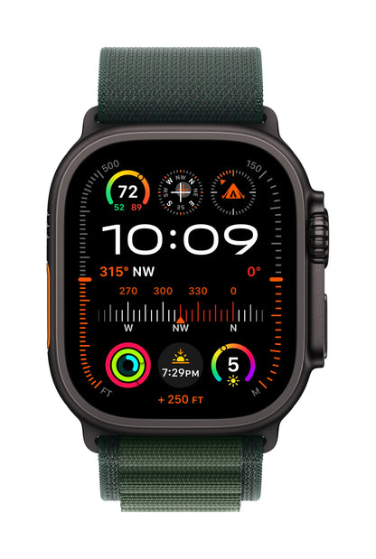 *OCCASION* Apple Watch Ultra 2 • Noir • 49 mm • Boucle Alpine Vert foncé • S