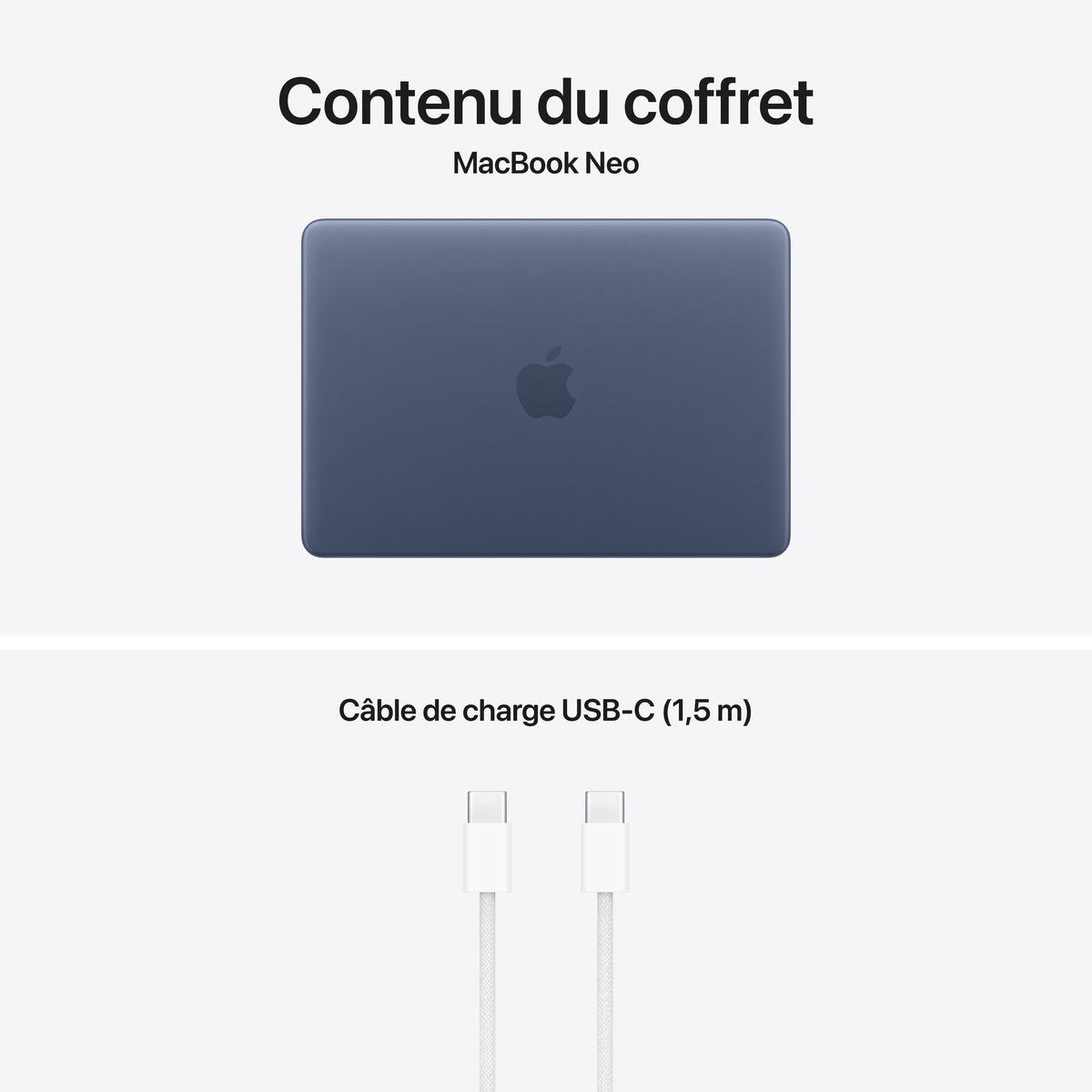 MacBook Neo 13 pouces: Puce Apple A18 Pro avec CPU 6 cœurs et GPU 5 cœurs, Magic Keyboard, 256 Go SSD - Indigo