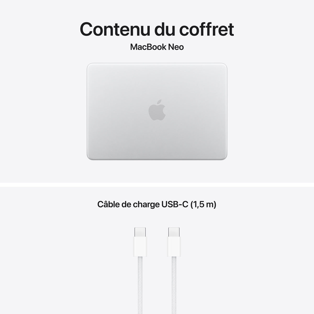 MacBook Neo 13 pouces: Puce Apple A18 Pro avec CPU 6 cœurs et GPU 5 cœurs, Magic Keyboard avec Touch ID, 512 Go SSD - Argent