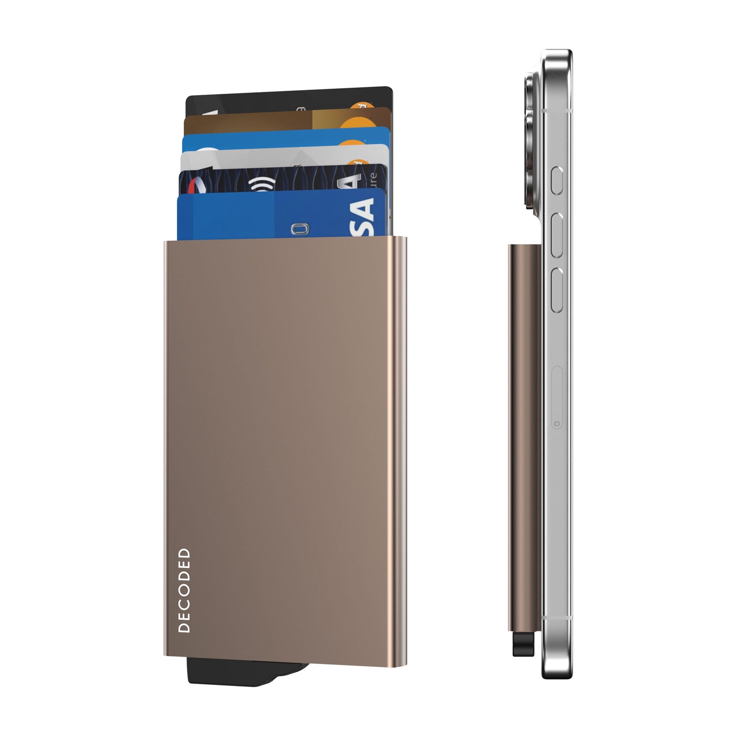 Decoded • Porte-cartes MagSafe • Aluminium • Or du desert