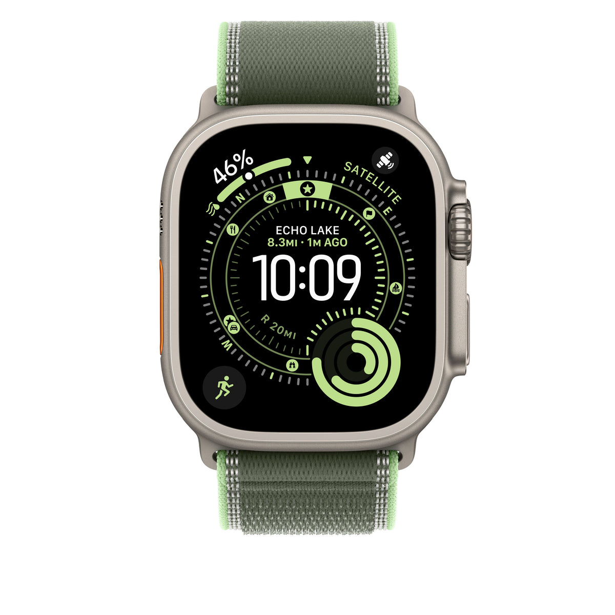 Boucle Trail vert/vert fluo 49 mm - M/L - Finition titane naturel