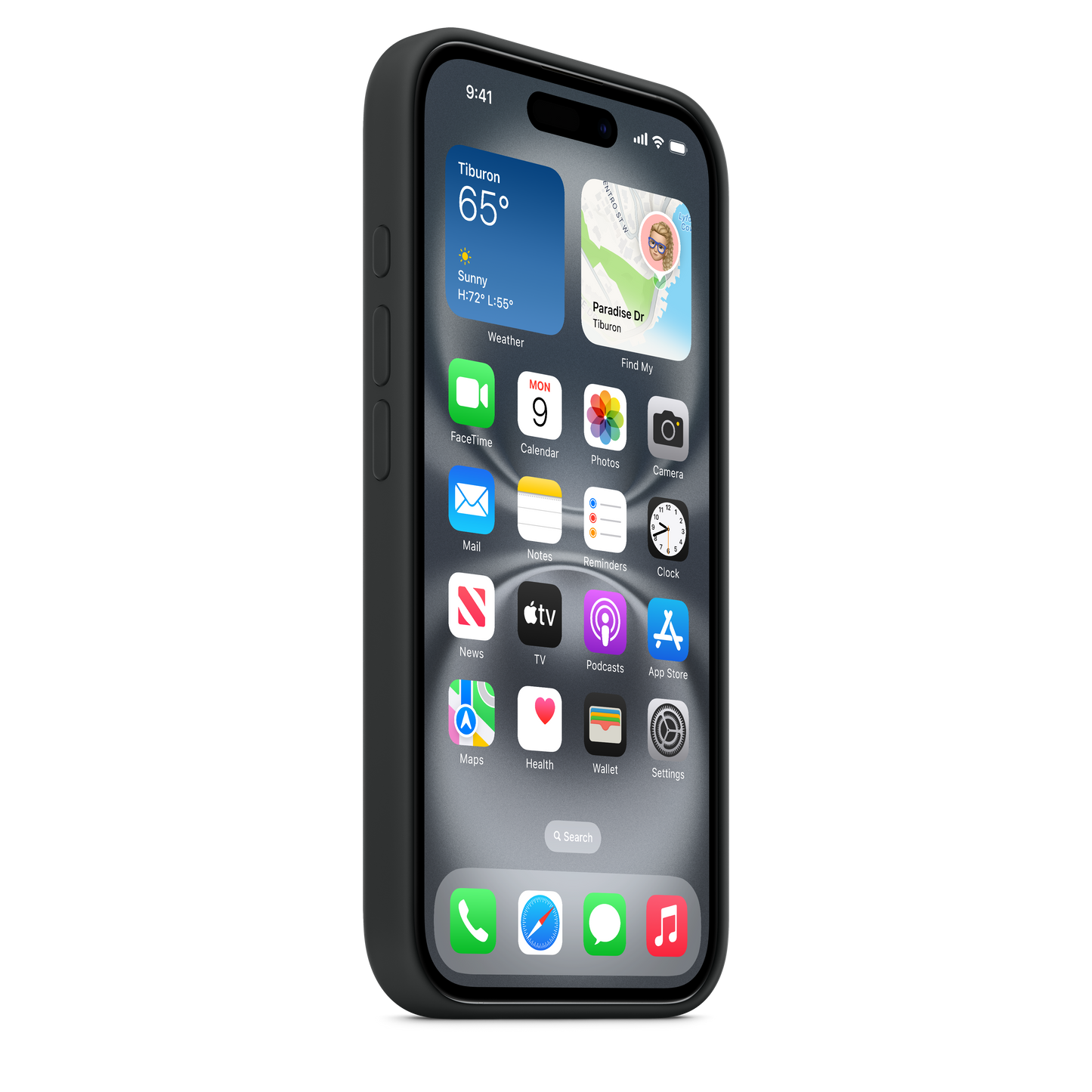 Coque en silicone avec MagSafe pour iPhone 16 - Noir