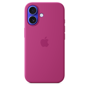 Coque en silicone avec MagSafe pour iPhone 16 - Fuchsia