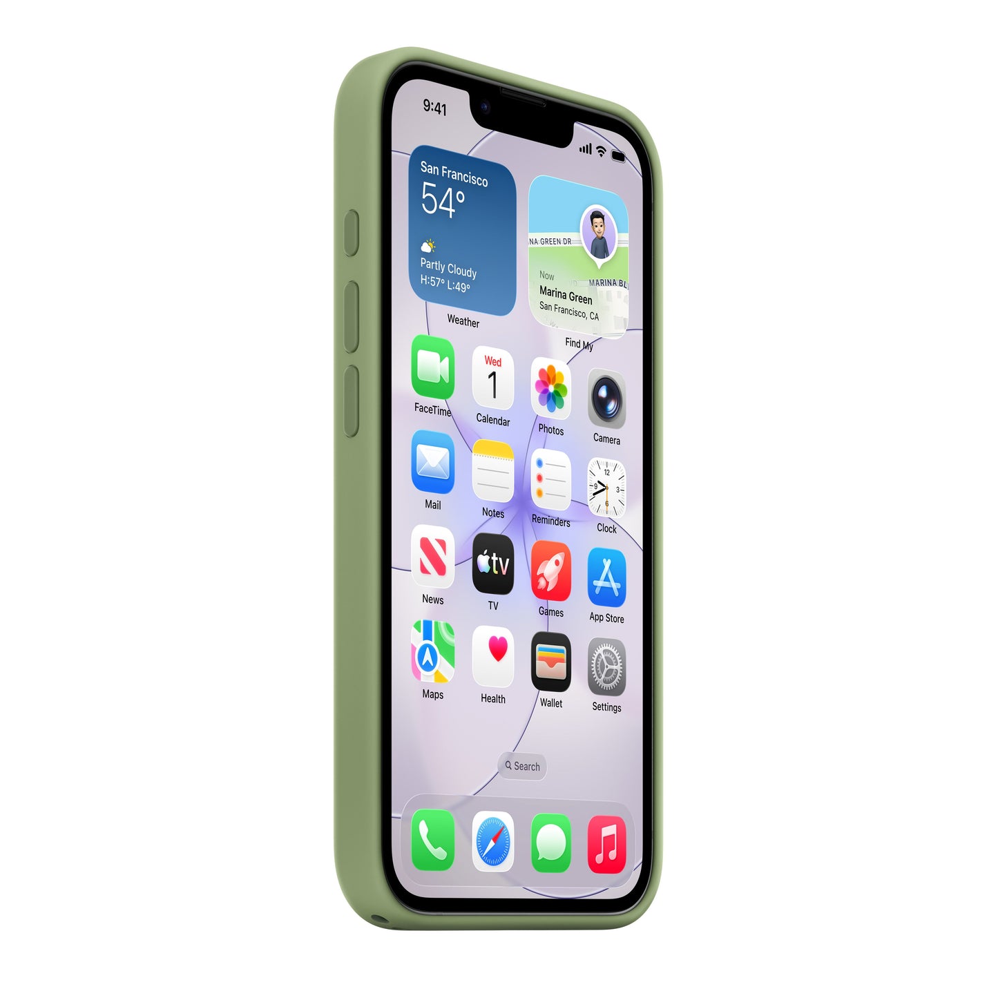 Coque en silicone avec MagSafe pour iPhone 17e - Vert ardoise