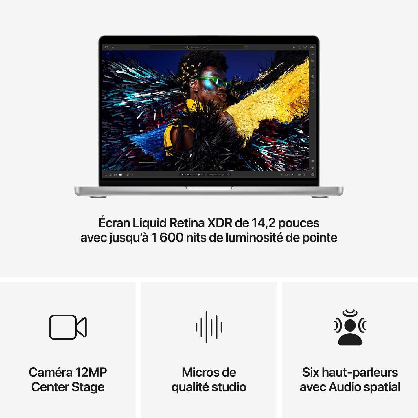 MacBook Pro 14 pouces: Puce Apple M4 Pro avec CPU 12 cœurs et GPU 16 cœurs, 512 Go SSD - Argent