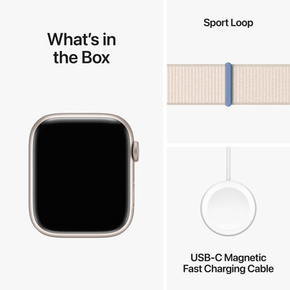 Apple Watch Series 9 • 45mm Lumière Stellaire • Boucle Sport Lumière Stellaire