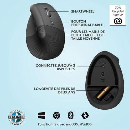 Logitech Lift RF sans fil + Bluetooth • Graphite