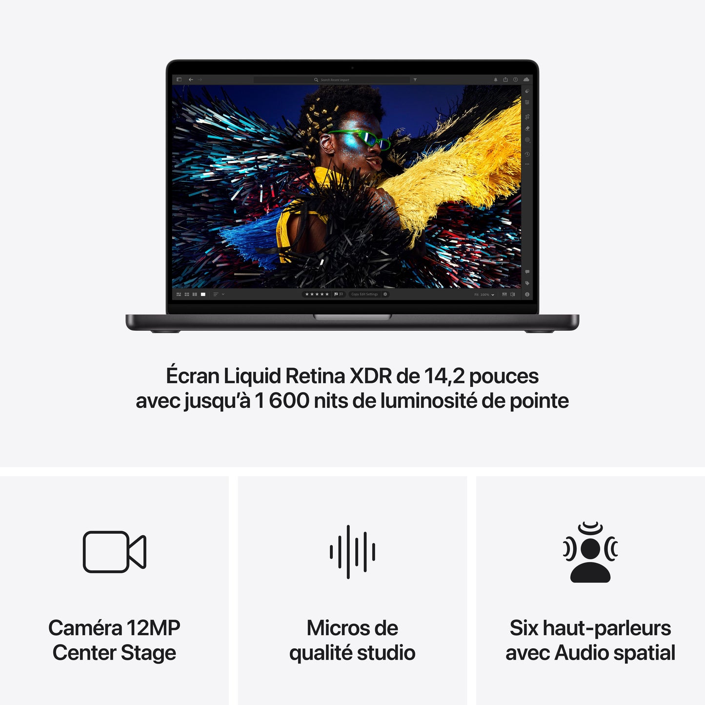 MacBook Pro 14 pouces: Puce Apple M4 Pro avec CPU 14 cœurs et GPU 20 cœurs, 1 To SSD - Noir sidéral