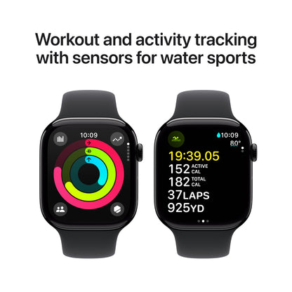 Apple Watch Series 10 • 46mm Noir de jais • Bracelet Sport Noir • S/M