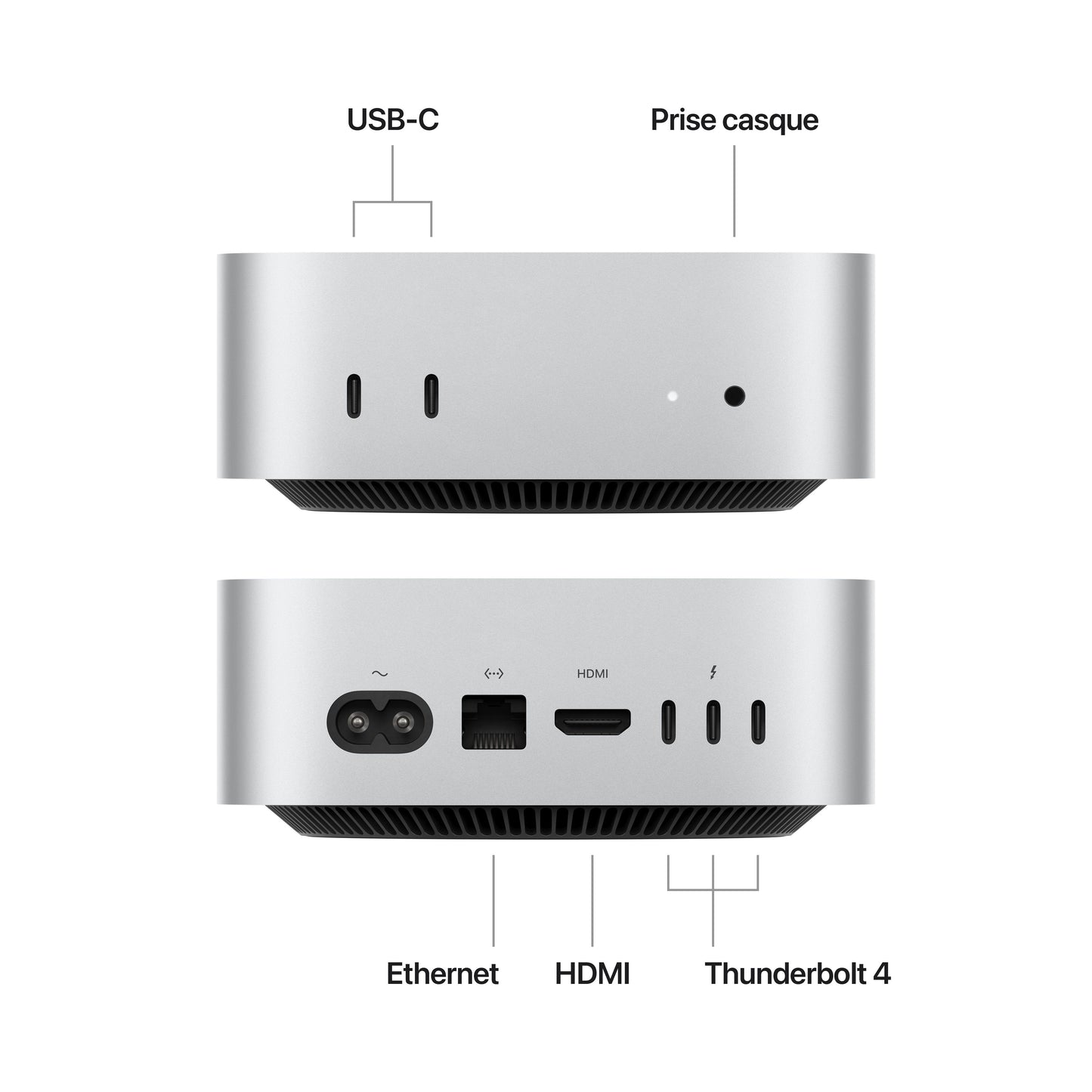 Mac mini: Puce Apple M4 avec CPU 10 cœurs et GPU 10 cœurs, 512 Go SSD - Argent