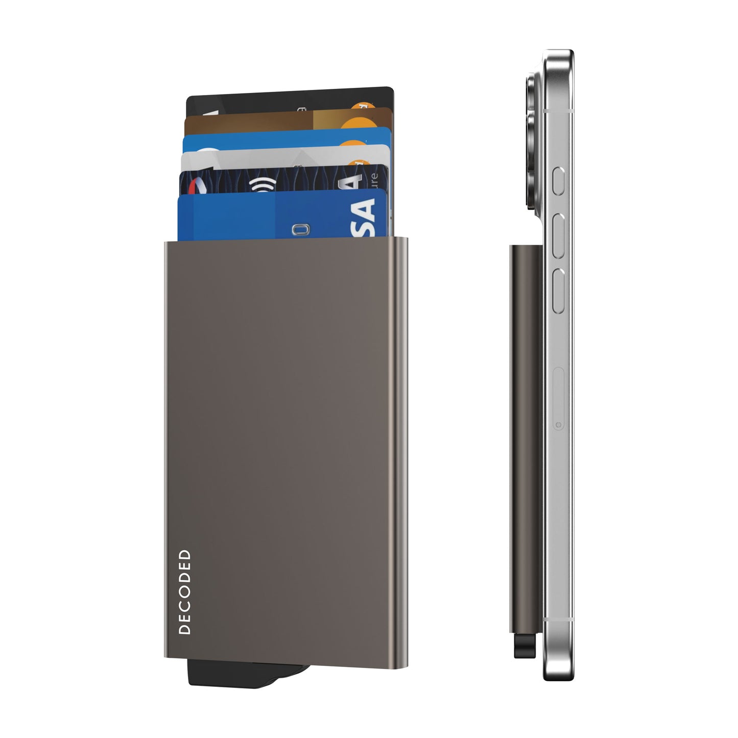 Decoded • Porte-cartes MagSafe • Aluminium • Couleur Titane