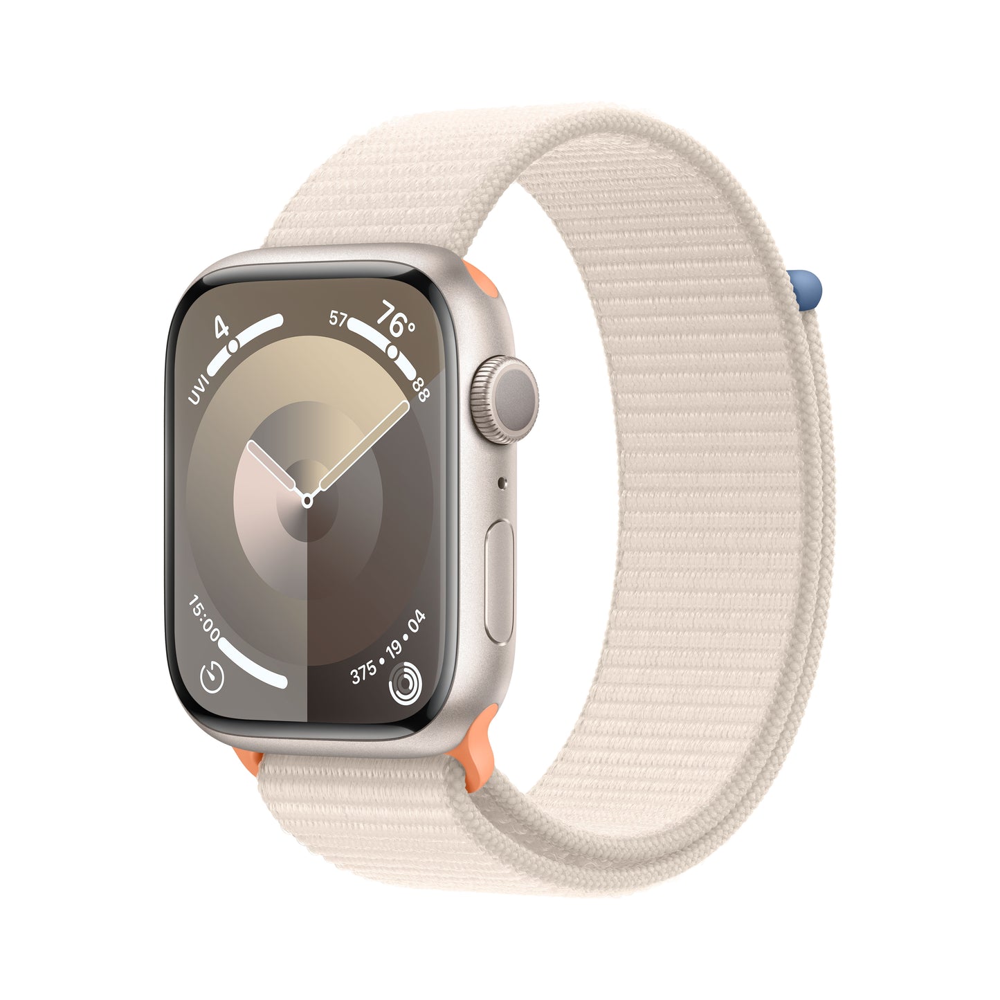 Apple Watch Series 9 • 45mm Lumière Stellaire • Boucle Sport Lumière Stellaire