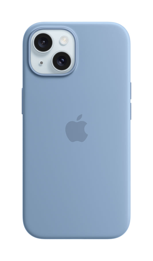 Apple • Coque en silicone avec MagSafe pour iPhone 15 • Bleu d'hiver