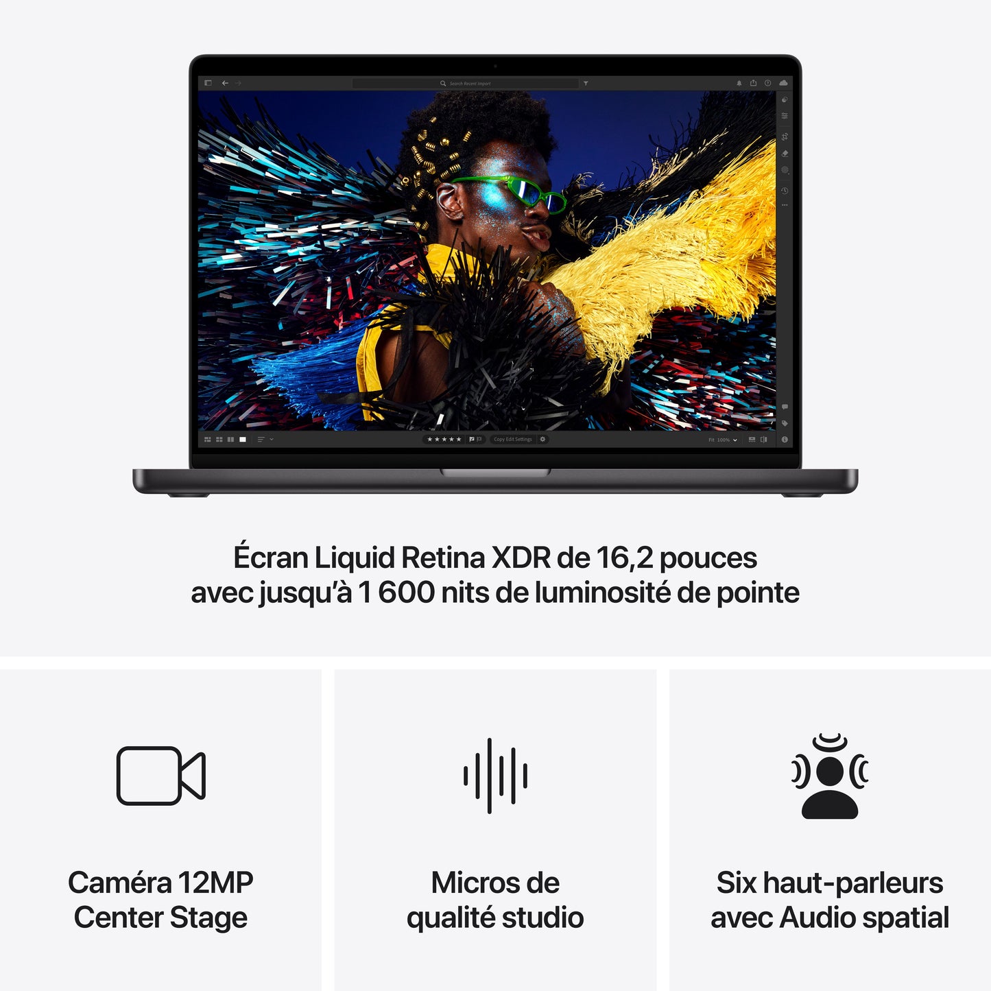 MacBook Pro 16 pouces: Puce Apple M4 Max avec CPU 14 cœurs et GPU 32 cœurs, 1 To SSD - Noir sidéral