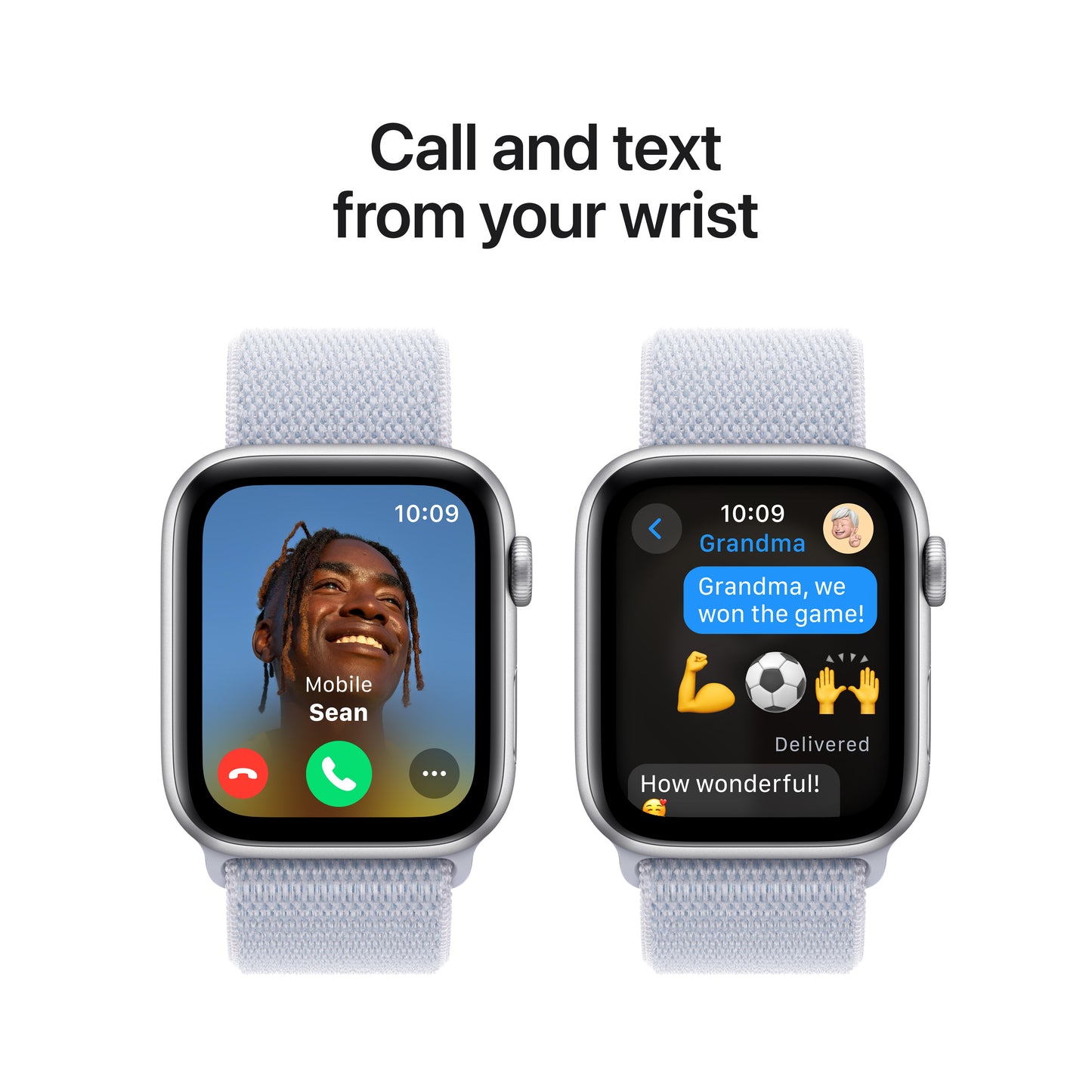 Apple Watch SE (2ème gén) • 44mm Argent • Boucle Sport Nuée Bleue