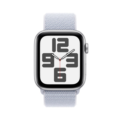 Apple Watch SE (2ème gén) • 44mm Argent • Boucle Sport Nuée Bleue