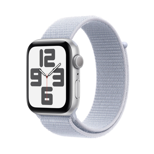 Apple Watch SE (2ème gén) • 44mm Argent • Boucle Sport Nuée Bleue