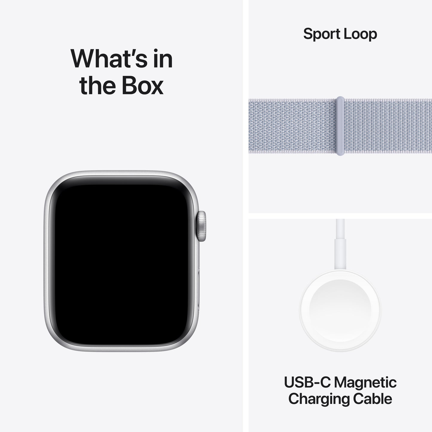 Apple Watch SE (2ème gén) • 44mm Argent • Boucle Sport Nuée Bleue