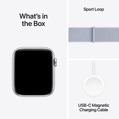 Apple Watch SE (2ème gén) • 44mm Argent • Boucle Sport Nuée Bleue