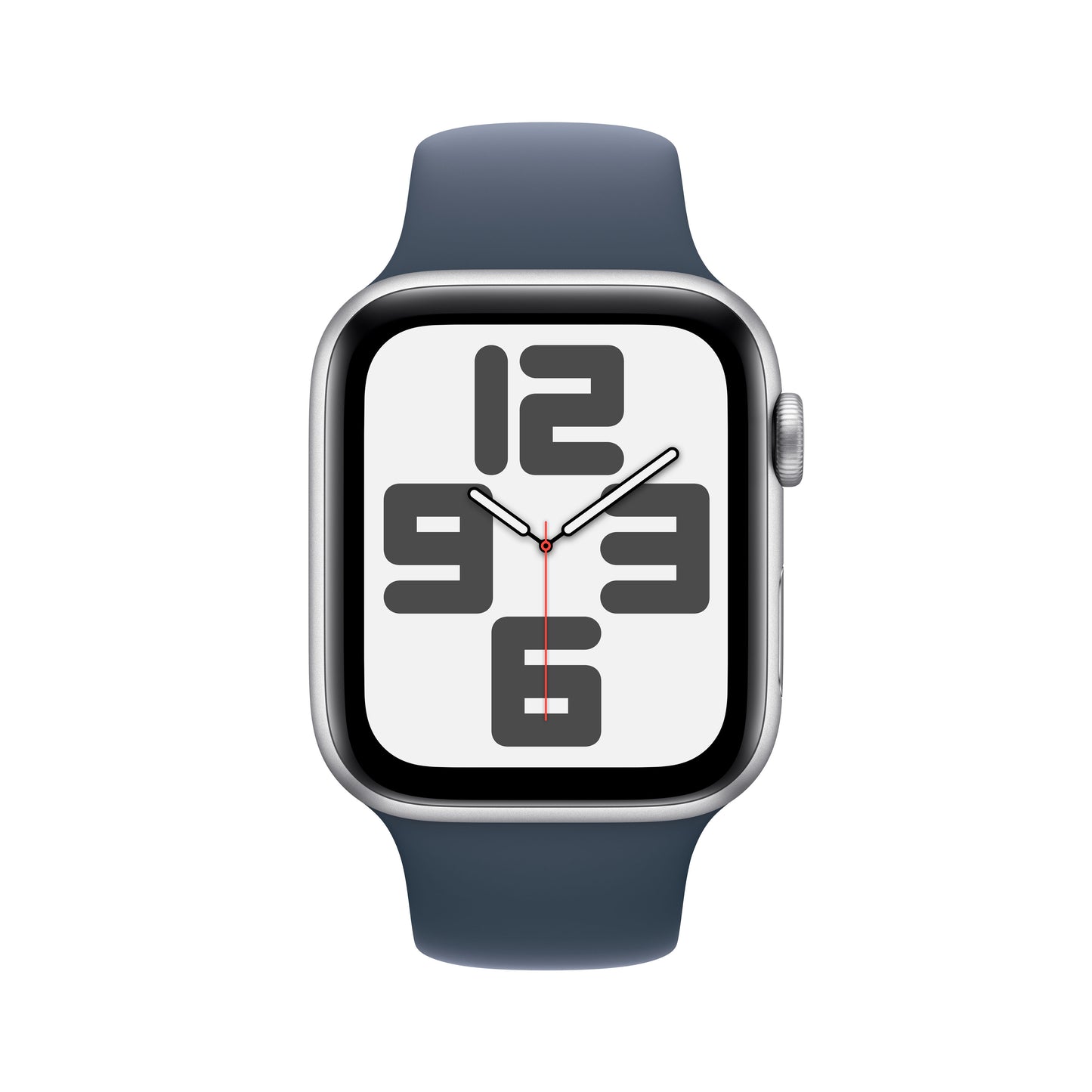 Apple Watch SE (2ème gén) • Alu 44mm Argent • Bracelet Sport Bleu Orage S/M