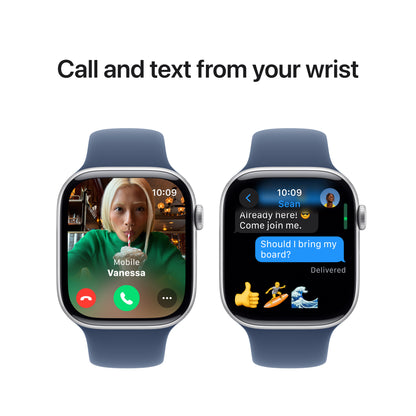 Apple Watch Series 10 • 46mm Silver • Bracelet Sport Denim • M/L