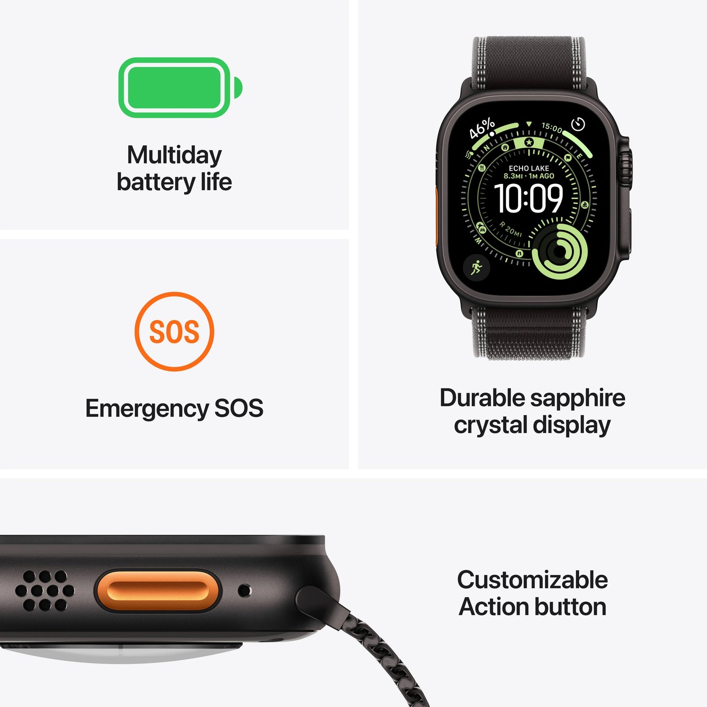 Apple • Apple Watch Ultra 3 • Titane naturel • Bracelet Ocean Bleu maritime