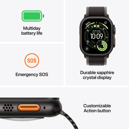 Apple • Apple Watch Ultra 3 • Titane naturel • Bracelet Ocean Bleu maritime