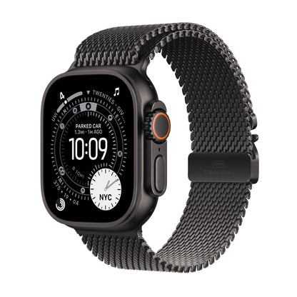 Apple • Apple Watch Ultra 3 • Titane noir • Bracelet Milanais noir (L)