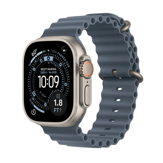 Apple • Apple Watch Ultra 3 • Titane naturel • Bracelet Ocean Bleu maritime