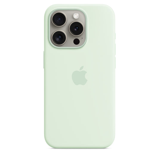 Apple • Coque en silicone avec MagSafe pour iPhone 15 Pro • Menthe Douce