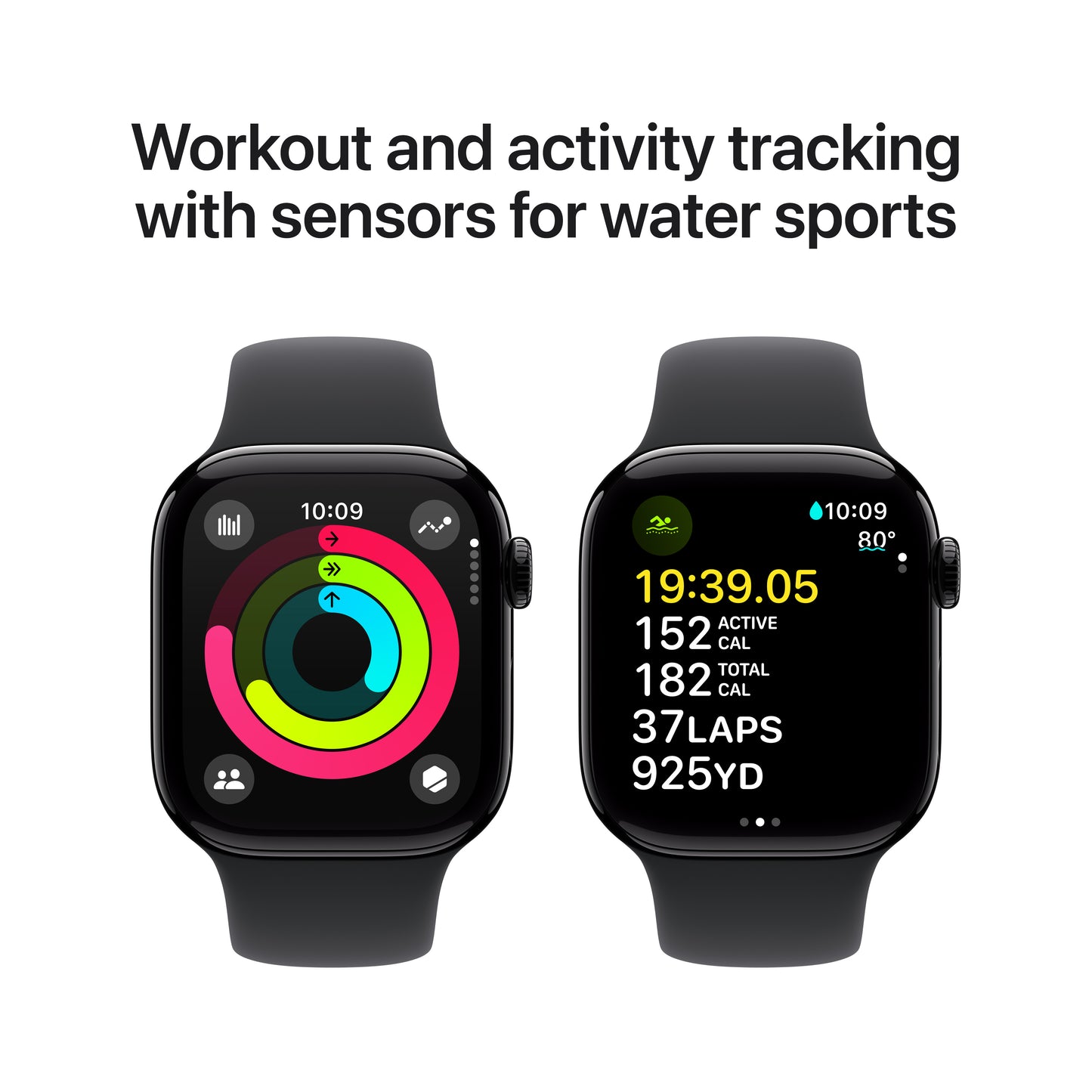 Apple Watch Series 10 • 46mm • Noir de jais • Bracelet Sport Noir • M/L