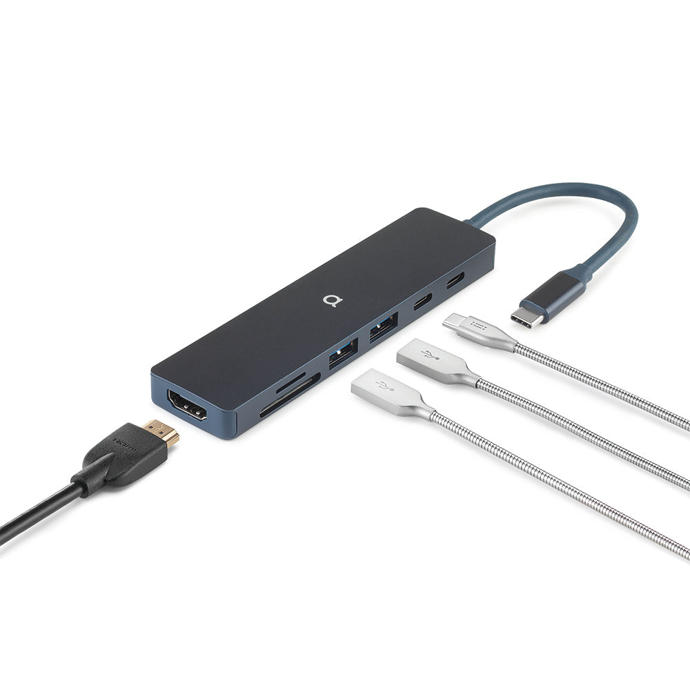 Lineheart • Stream Hub USB-C 7-en-1 pour MacBook Neo • Indigo