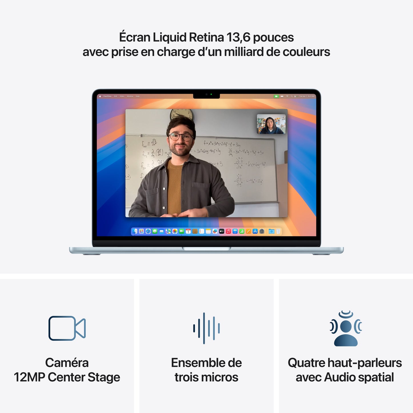MacBook Air 13 pouces: Puce Apple M4 avec CPU 10 cœurs et GPU 10 cœurs, 512 Go SSD - Ciel