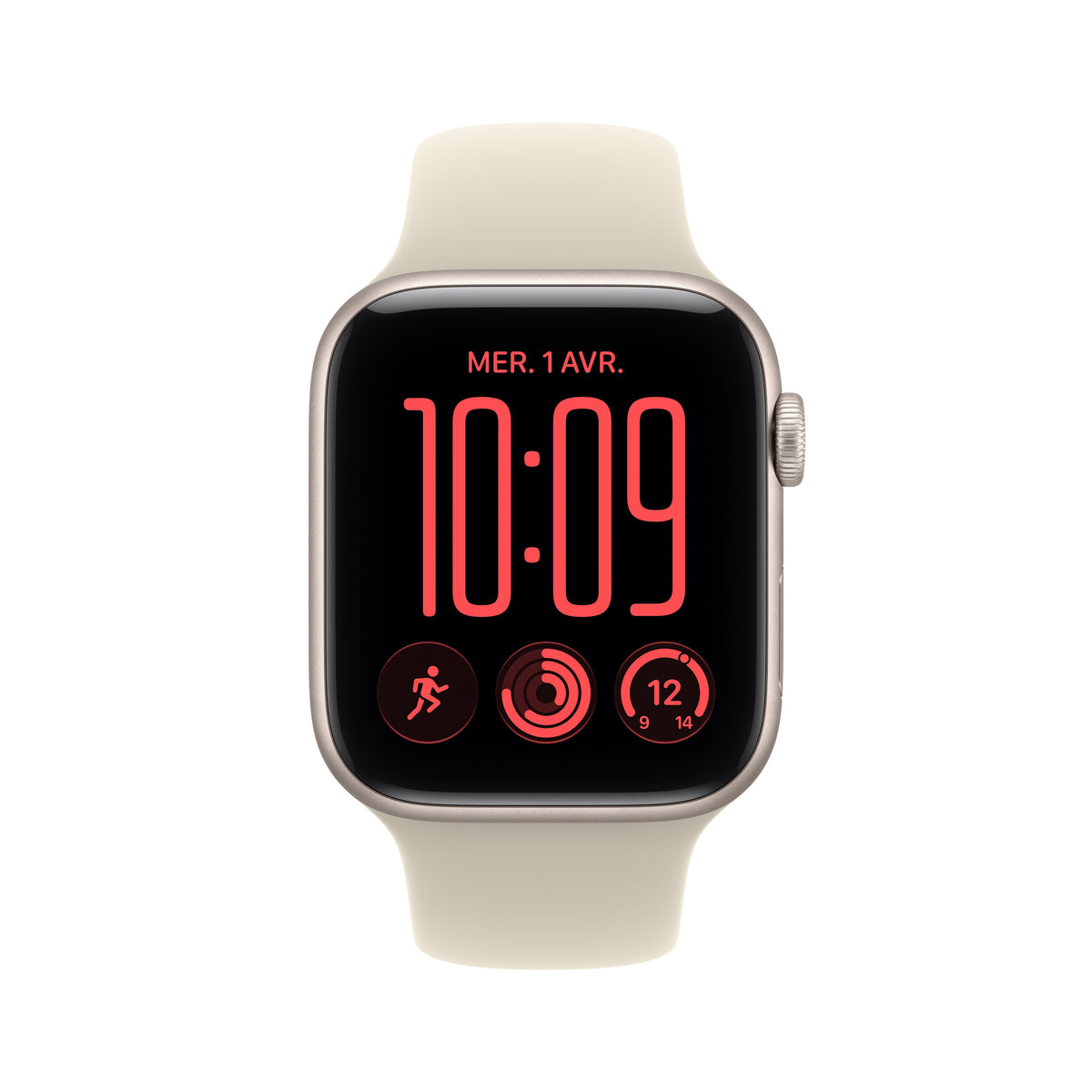 Apple Watch SE 3 GPS, Boîtier en aluminium lumière stellaire de 44 mm, Bracelet Sport sable - M/L