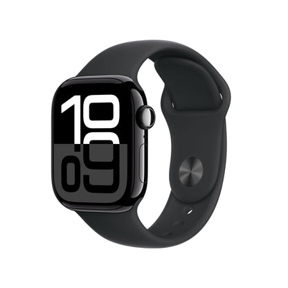 Apple Watch Series 10 • 46mm • Noir de jais • Bracelet Sport Noir • M/L