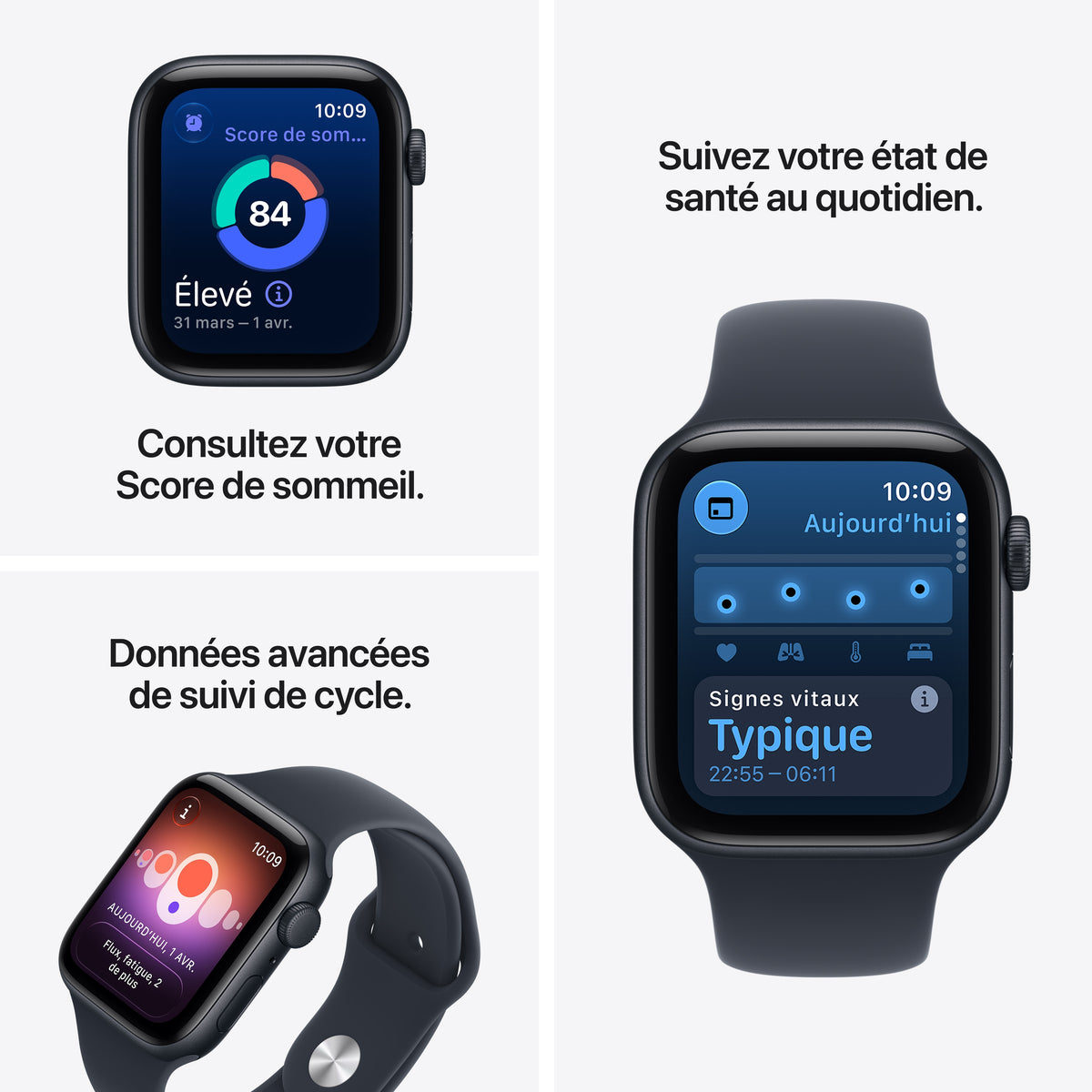 Apple Watch SE 3 GPS, Boîtier en aluminium lumière stellaire de 44 mm, Bracelet Sport sable - M/L