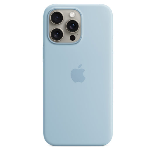 Apple • Coque en silicone avec MagSafe pour iPhone 15 Pro Max • Bleu clair