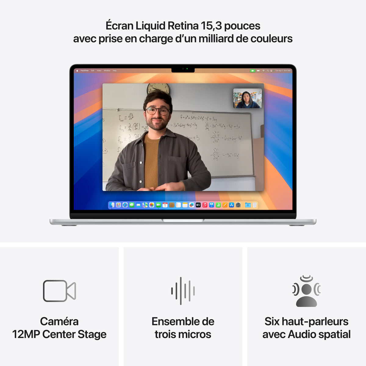 MacBook Air 15 pouces: Puce Apple M4 avec CPU 10 cœurs et GPU 10 cœurs, 256 Go SSD - Argent